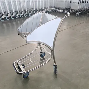 Stainless Steel Duty Free Shop Hand Cart Passenger Baggage Airport Trolley Airport Shopping Cart Airport Luggage Trolley