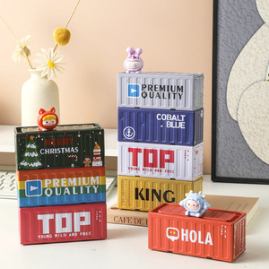Container Display Box Miniature Model Ornament Stackable Tin Storage Box Scene Decoration Rectangle Shape With Lid - Product Image 1