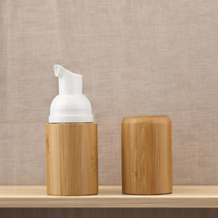 Distributeur de mousse en bambou, flacon de luxe en plastique de 50 ml avec bouchon en bambou, logo gravé personnalisé