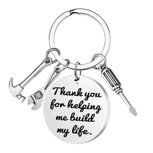 Mousqueton en acier inoxydable porte-clés papa/grand-père/papa fête des pères cadeau d'anniversaire marteau tournevis clé - Product Image 1