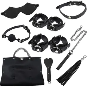 Vente flash : Kit de démarrage BDSM 8 pièces pour couples, ensemble de bondage comprenant des attaches, un bandeau, un fouet, des jouets sexuels pour adultes, BDSM - Product Image 1
