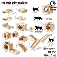 Étagères murales modulaires en bois personnalisées pour chat, arbre à chat mural, griffoir, perchoir, maison, gain de place, durable, montage facile, en carton