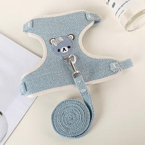 Rompi Harness dada modis untuk anjing kucing kecil hewan peliharaan tali luar ruangan pola Solid terbuat dari tali katun Linen poliester - Product Image 5