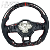 Volant personnalisé en cuir et fibre de carbone pour l'intérieur de voiture, compatible avec VW Golf 6 7 MK7 GTI GTD GTE Polo Tiguan Touareg Passat CC