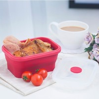 Offre Spéciale 350ml pliable stockage des aliments et conteneurs Portable micro-ondable pliable école Silicone Bento boîtes à lunch pour les enfants