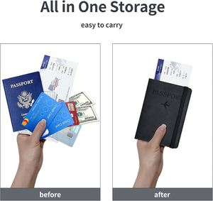 Porta Pasaportes con Ranura para Tarjetas de Crédito y Ranura para Tarjeta de Embarque, Cartera de Cuero para Pasaporte, Accesorios de Viaje - Product Image 4