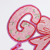 Parches de Lentejuelas Religiosos Grandes con Lazo Rosa Brillante, Parches de Lentejuelas con Logotipo Bordado Termoadhesivo Personalizado para Ropa