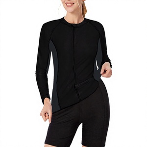 Traje de Baño de Manga Larga con Protección Solar UPF50+ para Mujer, Cuello Redondo con Cierre Frontal, para Surf - Product Image 1