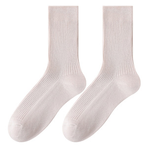New Spring/Summer Women's Mid-Calf <b>Socks</b>: Breathable Mesh <b>Silk</b> High-Count, High-Density Double-Needle Construction, Solid - Product Image 5