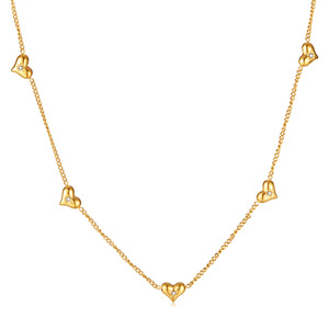 Wholesale Collier Acier Inoxydable <strong>Bijoux</strong> 18K Gold Plated Stainless Steel <strong>Zircon</strong> Heart Charm Clavicle Chain Jewelry Necklaces - Product Image 3