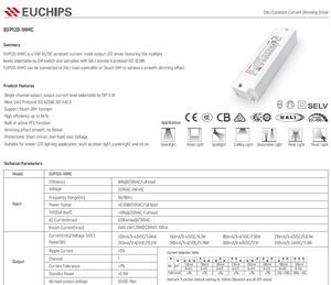 Euchips Dali-2 Dimmable <b>LED</b> Strip <b>Driver</b> EUP12D-1HMC 12W Waterproof 55VDC Output 3-Year Warranty - Product Image 2