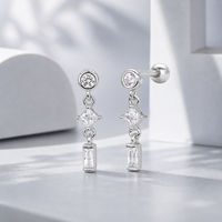 Boucles d'oreilles pendantes Muweike en argent sterling 925 vermeil avec zircon, motif étoile, élégantes pour femme, bijoux raffinés