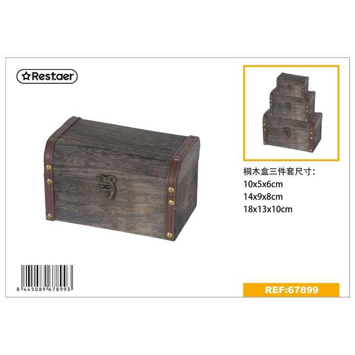 Set of 3 wooden boxes 18x13x10 cm - Gift items