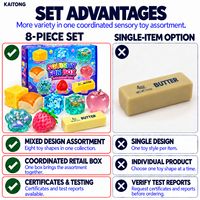 KAITONG Ensemble de 8 jouets squishy en boîte avec fromage, beurre, pain, fruits et patte de chat pour les boutiques de cadeaux, jouets à presser
