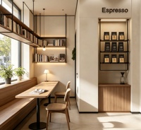 Aménagement intérieur complet de boulangerie-pâtisserie, personnalisation de la pièce, vitrine en verre, comptoir de bar, décoration de café, salon de thé