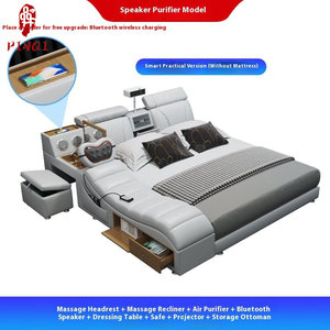 Comfortable Smart Electric <strong>Bed</strong> Tatami Bluetooth Speaker Projector Safe Leather Bedroom <strong>Rest</strong> Smart <strong>Bed</strong> - Product Image 6