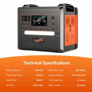 สถานีไฟฟ้าพกพา LiFePO4 ขนาด 2304Wh 2500W พร้อม UPS 14 พอร์ต คลื่นไซน์บริสุทธิ์ สำหรับสำรองไฟฉุกเฉินในบ้าน - Product Image 5