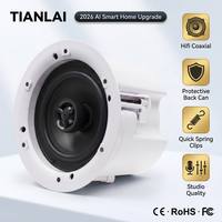 Sistem Audio Home Theater 2-Way Coaxial In-Ceiling Speaker Flush Mount dengan Grille Magnetik Tanpa Bingkai Performa Suara Hi-Fi