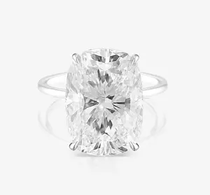 Base White Cubic Zircon Cushion Cut Solitaire Brilliant Handmade Setting 925 Sterling Silver Wedding Rings