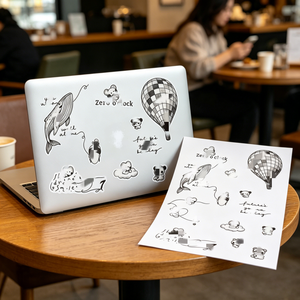Autocollant décoratif ours et baleine dessinés à la main ARIRANG des Bangtan Boys KPOP, directement de l'usine, pour la décoration de journaux et comme cadeau souvenir pour les fans - Product Image 4