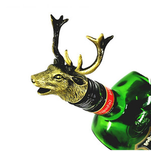 Tapón de Botella de Vino Navideño de Acero Inoxidable con Forma de Animal 3D, Cabeza de Ciervo, Vertedor de Vino al Vacío, Aireador, Boca de Vino de Metal con Forma de Alce - Product Image 3