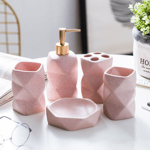Modern Sustainable 4 Piece Set Ceramic Bathroom Set Soap Dishes with Mouthwash Cup Toothbrush Holder Home Hotel Gift Accessory - Product Image 2