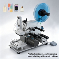 Machine d'étiquetage semi-automatique de table pour bouteilles plates, bocaux carrés, sacs en plastique, boîtes, applicateur d'étiquettes, étiqueteuse