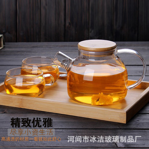 Glass <b>Tea</b> Pitcher With Lid Transparent Nordic Style Fruit Flower <b>Infusion</b> Kettle Party Use - Product Image 4