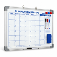 Papan Perencanaan Bulanan Magnetik, Papan Tulis Dinding, Kalender Hapus Kering dengan Bingkai Aluminium dan Aksesoris