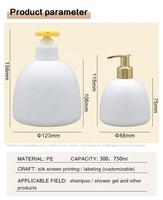Bouteille pompe en plastique PE vide rechargeable de forme bulbe mignonne de 300 ml et 750 ml pour emballage cosmétique, shampoing et lotion corporelle