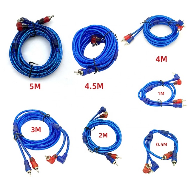 Good Quality RCA Audio Connector Cable Flexible 2-Male to 2-Male RCA Cable for Car Sound Amplifier
