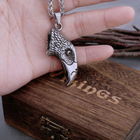 Collier Pendentif Tête d'Aigle Viking en Acier Inoxydable 316L, Mythologie Nordique, Oiseau, Amulette de Motard, Résistant au Ternissement, Prêt à Expédier (RTS)