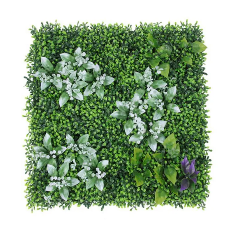 Pannelli di parete della siepe topiaria artificiale della pianta della decorazione della parete dell'erba verde di plastica popolare popolare per il giardino verticale