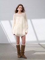 Pull-over en cachemire pur à 100 % pour femme, col rond, coupe oversize, lourd, chaud, doux, texturé, tricot spirale pour l'hiver