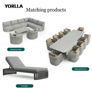 Juego de Muebles de Jardín de Aluminio Personalizables de Lujo, <span class=keywords><strong>Mesa</strong></span> y Sillas con Cojines Impermeables para Exteriores, Hotel, Villa, Patio, Parque, Comedor - Product Image 5