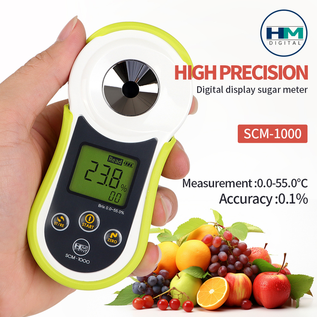 New Arrival SCM-1000 Digital Display Sugar Meter 0-55% Brix Refractometer Suitable for Multiple Tests