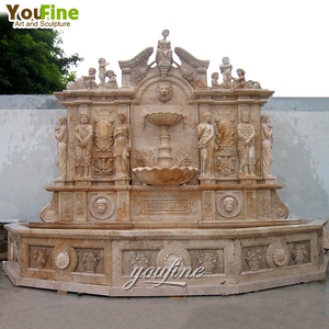 Fontana a Muro in Marmo Bianco Intagliata a Mano YOUFINE per Giardini e Ville all'Aperto - Product Image 2