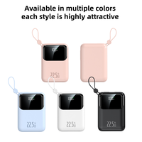 Nouvelle batterie externe portable mini CCC 22,5 W 20000 mAh à charge rapide avec câble détachable et affichage numérique, personnalisable pour iPhone 17