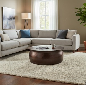 Mesa de centro minimalista de latón con estructura de latón resistente, mueble de lujo para sala de estar, apartamento, hotel u oficina. - Product Image 2