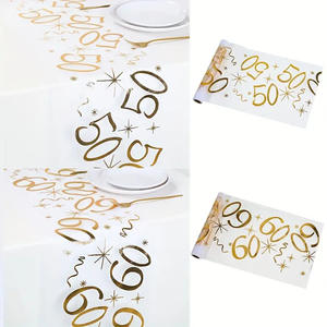 Décoration de table pour 18e anniversaire, nappe dorée à motifs de rouleaux, convient aux filles et aux garçons, chemin de table pour la décoration de la maison - Product Image 1