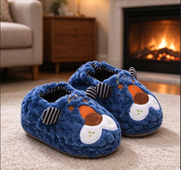 Chaussons chauds en peluche pour enfants, à enfiler, motif animal, semelle en caoutchouc, chaussures d'intérieur d'hiver pour garçons et filles