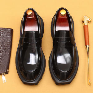 Zapatos casuales de negocios para hombre, de cuero suave, con suela gruesa y tacón elevado - mocasines estilo inglés - Product Image 2