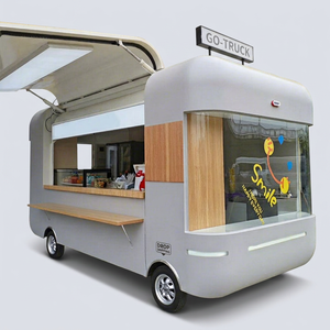 Chariot alimentaire mobile électrique personnalisé, couleur au choix, avec dessus rabattable hydraulique, fenêtre de présentation entièrement transparente et comptoir en acier inoxydable - Product Image 1