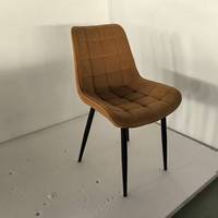 Chaise de salle à manger en velours moderne de haute qualité avec pieds en métal, mobilier de salle à manger écologique, chaise de salle à manger en velours gris crème