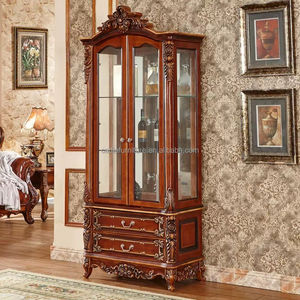 Muebles de sala de estar de estilo europeo, gabinete de vino, escaparate antiguo, gabinete de almacenamiento de madera maciza, gabinetes de madera de vidrio - Product Image 1