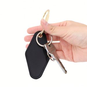 Wholesale Vintage Diamond Shape Black Pu Leather With Brass Oval <b>Key</b> <b>Ring</b> Luxury Gift Car Keychain Holder - Product Image 1