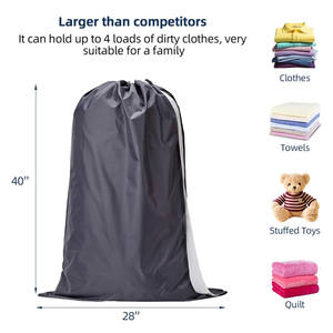 Produsen kustom ritsleting daur ulang dapat dilipat ukuran besar tas <span class=keywords><strong>laundry</strong></span> logo dengan tali serut - Product Image 2