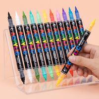 Bestationery Acrilicos Marqueurs à double pointe Graffiti Brush Tip 36 Couleurs Permanent Art Paint Dual Tip Acrylic Marker Pen Set