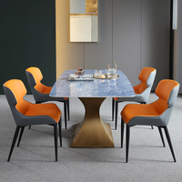 Centre de Table en marbre naturel, 4/6/8 places, avec jambes en or brossé, meubles de salle à manger, vente en gros