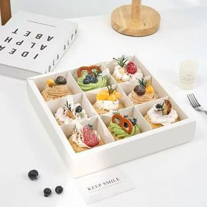 กล่องเค้กชวนเยว่ 12 ช่อง กล่องกระดาษแข็งสีขาวแบบใช้แล้วทิ้ง บรรจุภัณฑ์ขนมหวาน กล่องใส่กลับบ้าน ดีไซน์เรียบง่ายทันสมัย - Product Image 2